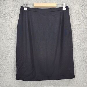Country Road Black Tailored Pencil Skirt Sz 12 Vintage Lined Back Vent Workwear